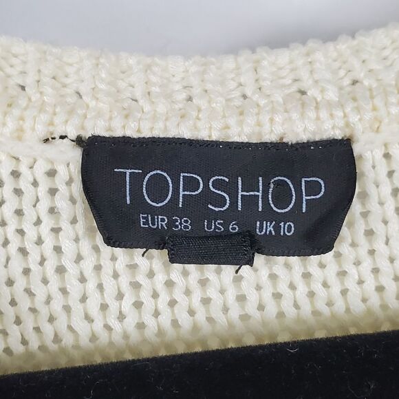 Topshop Drop-Sleeves Open Knitted Sweater in Ivory - Size 6 - Picture 2 of 6